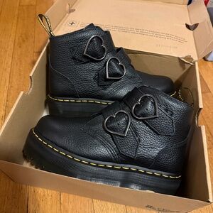 Dr. Martens Black Heart-Buckle Platform Boots